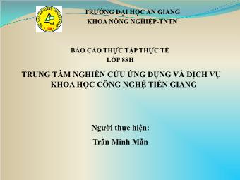 Bài giảng Trung tâm nghiên cứu ứng dụng và dịch vụ khoa học công nghệ Tiền Giang - Trần Minh Mẫn