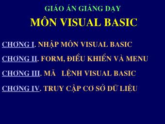 Bài giảng Visual Basic