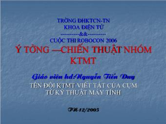 Bài giảng Y tưởng - Chiến thuật nhóm KTMT - Nguyễn Tiến Duy