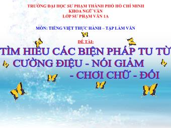 Bài thuyết trình Tiếng việt thực hành - Tập làm văn - Tìm hiểu các biện pháp tu từ cường điệu - nói giảm - chơi chữ - đối