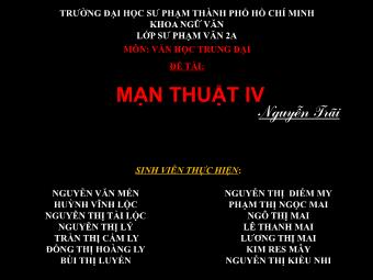 Bài thuyết trình Văn học Trung đại - Mạn Thuật IV (Nguyễn Trãi)