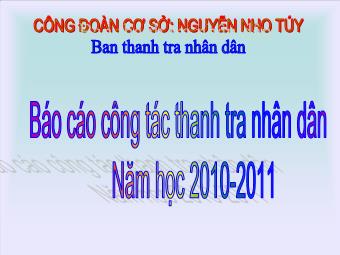 Báo cáo Công tác thanh tra nhân dân - Năm học 2010-2011