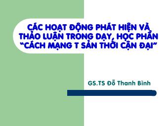 Các hoạt động phát hiện và thảo luận trong dạy, học phần 