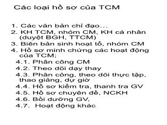 Các loại hồ sơ của TCM