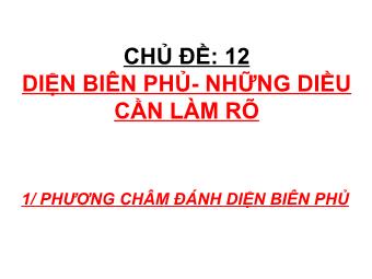 Chủ đề : Điện Biên Phú - Những điều cần làm rõ