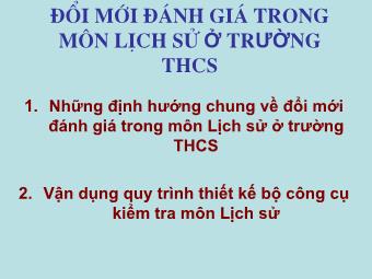 Chuyên đề: Đổi mới đánh giá trong môn Lịch sử ở trường THCS