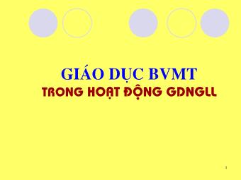 Chuyên đề Giáo dục BVMT trong hoạt động GDNGLL