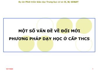 Chuyên đề tập huấn: Một số vấn đề về đổi mới phương pháp dạy học ở cấp THCS