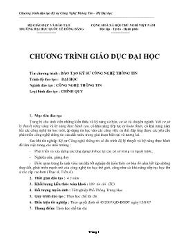 Đào tạo Kỹ sư Công nghệ thông tin - Chương trình giáo dục đại học