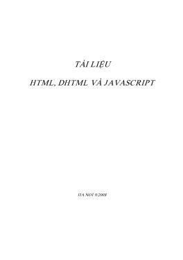 Giáo trình Hướng dẫn lập trình HTML, DHTML và Javascript