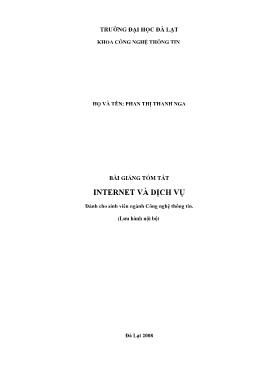 Giáo trình Internet và dịch vụ - Phan Thị Thanh Nga