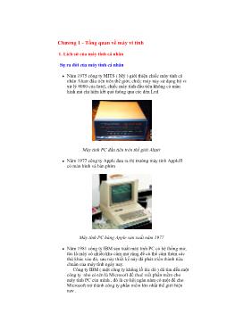 Giáo trình Tin học - Phần cứng máy vi tính - Chương 1: Tổng quan về máy vi tính