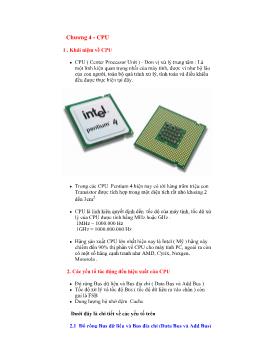 Giáo trình Tin học - Phần cứng máy vi tính - Chương 4: CPU