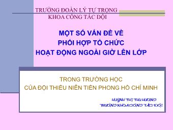 Một số vấn đề về phối hợp tổ chức Hoạt động ngoài giờ lên lớp - Huỳnh Thị Thu Hương