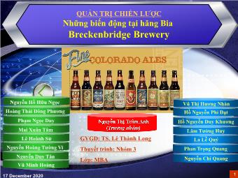 Quản trị chiến lược: Những biến động tại hãng Bia Breckenbridge Brewery