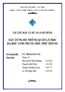 Tài liệu đặc tả dự án & mô hình: Xây dựng hệ thống quản lý học bạ học sinh Trung học Phổ thông - Phan Tấn Tài