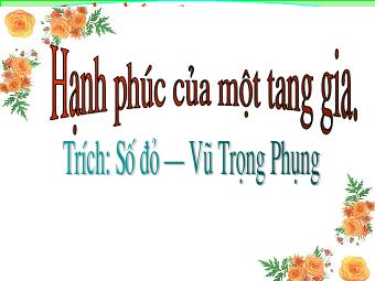 Bài giảng Ngữ văn Lớp 11 - Đọc văn: Hạnh phúc của một tang gia (Trích Số đỏ - Vũ Trọng Phụng)