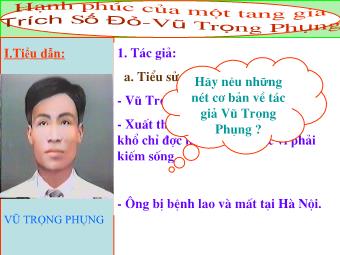 Bài giảng Ngữ văn Lớp 11 - Đọc văn: Hạnh phúc của một tang gia (Trích Số đỏ - Vũ Trọng Phụng)