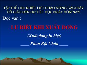 Bài giảng Ngữ văn Lớp 11 - Đọc văn: Lưu biệt khi xuất dương - Phan Bội Châu