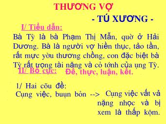 Bài giảng Ngữ văn Lớp 11 - Đọc văn: Thương vợ (Tú Xương)