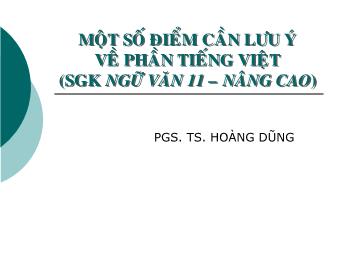 Bài giảng Ngữ văn Lớp 11 - Tiếng Việt: Một số điểm cần lưu ý về phần Tiếng Việt - Hoàng Dũng