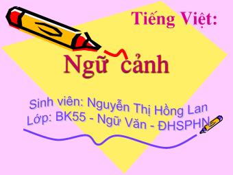 Bài giảng Ngữ văn Lớp 11 - Tiếng Việt: Ngữ cảnh - Nguyễn Thị Hồng Lan