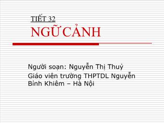 Bài giảng Ngữ văn Lớp 11 - Tiếng Việt: Ngữ cảnh - Nguyễn Thị Thủy