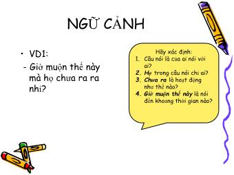 Bài giảng Ngữ văn Lớp 11 - Tiếng Việt: Ngữ cảnh