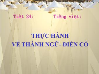 Bài giảng Ngữ văn Lớp 11 - Tiết 24: Tiếng Việt: Thực hành về thành ngữ, điển cố