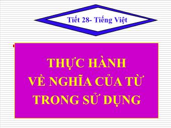 Bài giảng Ngữ văn Lớp 11 - Tiết 28: Tiếng Việt: Thực hành về nghĩa của từ trong sử dụng