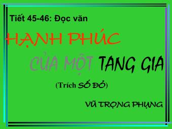 Bài giảng Ngữ văn Lớp 11 - Tiết 45,46: Đọc văn: Hạnh phúc của một tang gia (Trích Số đỏ - Vũ Trọng Phụng)