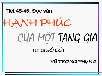 Bài giảng Ngữ văn Lớp 11 - Tiết 45,46: Đọc văn: Hạnh phúc của một tang gia (Trích Số đỏ - Vũ Trọng Phụng)