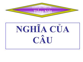 Bài giảng Ngữ văn Lớp 11 - Tiết 74: Tiếng Việt: Nghĩa của câu