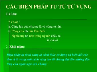 Bài giảng Các biện pháp tu từ từ vựng