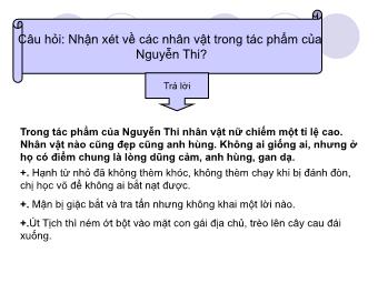 Bài giảng Các nhân vật trong tác phẩm của Nguyễn Thi