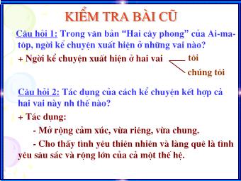 Bài giảng môn Ngữ văn 8 - Tiết 34: Hai cây phong (Trích Người thầy đầu tiên của Ai-ma-tôp)