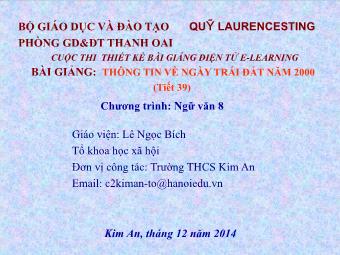 Bài giảng Ngữ văn 8 - Bài 10: Thông tin về ngày trái đất - Lê Ngọc Bích