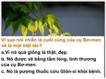 Bài giảng Ngữ văn Khối 8 - Bài 9, Tiết 36,37: Hai cây phong