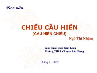 Bài giảng Ngữ văn Lớp 11 - Đọc văn: Chiếu cầu hiền (Ngô Thì Nhậm) - Diêm Kim Loan