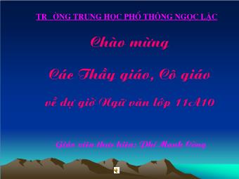 Bài giảng Ngữ văn Lớp 11 - Đọc văn: Đây thôn Vĩ Dạ (Hàn Mặc Tử) - Phí Mạnh Cường