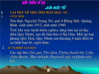 Bài giảng Ngữ văn Lớp 11 - Đọc văn: Đây thôn Vĩ Dạ (Hàn Mặc Tử)