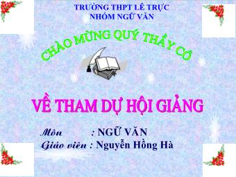 Bài giảng Ngữ văn Lớp 11 - Đọc văn: Hai đứa trẻ (Thạch Lam) - Nguyễn Hồng Hà