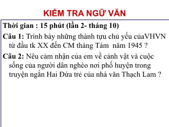 Bài giảng Ngữ văn Lớp 11 - Đọc văn: Hai đứa trẻ (Thạch Lam)