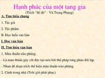 Bài giảng Ngữ văn Lớp 11 - Đọc văn: Hạnh phúc của một tang gia (Tích 