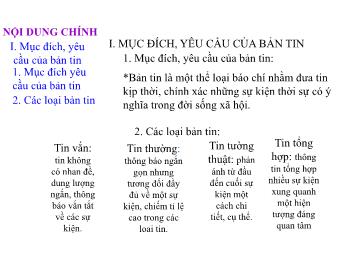 Bài giảng Ngữ văn Lớp 11 - Tiếng Việt: Bản tin