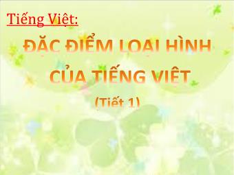 Bài giảng Ngữ văn Lớp 11 - Tiếng Việt: Đặc điểm loại hình của tiếng Việt (Tiết 1)