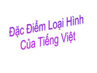 Bài giảng Ngữ văn Lớp 11 - Tiếng Việt: Đặc điểm loại hình của tiếng Việt