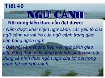 Bài giảng Ngữ văn Lớp 11 - Tiết 40: Tiếng Việt: Ngữ cảnh