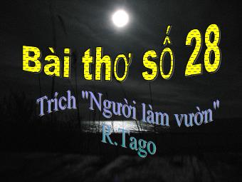 Bài giảng Ngữ văn Lớp 11 - Tiết 50,51: Đọc văn: Bài thơ số 28 (Tích tập Người làm vườn - Ta-go)