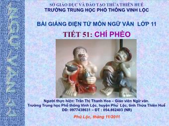 Bài giảng Ngữ văn Lớp 11 - Tiết 51: Đọc văn: Chí Phèo (Nam Cao) - Trần Thị Thanh Hoa